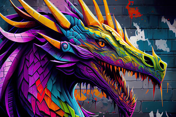 Fototapeta premium colorful dragon. Generative AI