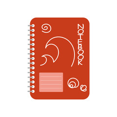 Notebook on white background. School supplies for kids vector illustration. Stationery, education concept