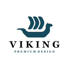 Viking Boat Ship Nordic Vector Logo Design