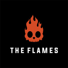 Skull Head Flaming Fire Vector Logo Design