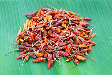 Hot red dried chili peppers