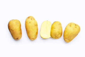 Raw potatoes isolated on white background