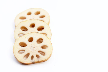 Lotus root on white background