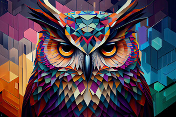 colorful owl with style pop art