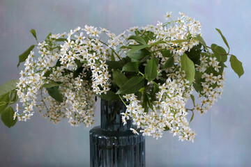 A bouquet of cherry blossoms in a vase