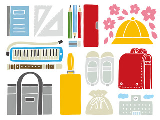 入学イメージのイラストセット