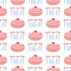 Valentines day vector seamless pattern. Doodle hand drawn illustration of cute romantic love background..