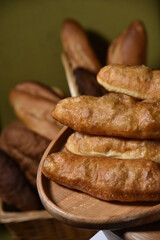 Delicious homemade potato pies in a basket