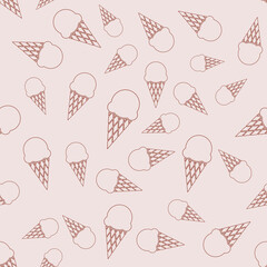 Seamless repeating pattern with outline ice cream