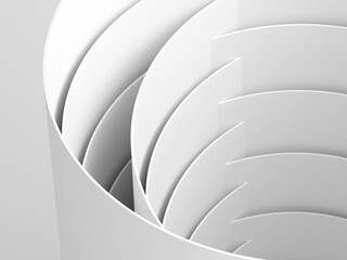 Abstract digital graphic background, white intersected 3d spirals