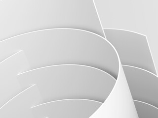 White intersected spirals, parametric architecture. 3d render
