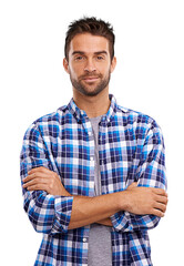 Studio portrait of a handsome man  Isolated on a PNG background.