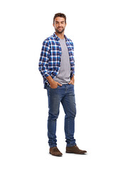 A studio shot of a handsome man  Isolated on a PNG background.