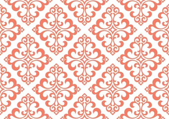Tafelkleed Wallpaper in the style of Baroque. Seamless vector background. White and pink floral ornament. Graphic pattern for fabric, wallpaper, packaging. Ornate Damask flower ornament © ELENA