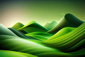 Foto auf Glas Modern green abstract mountain landscape as wallpaper background (Generative AI) © Robert Kneschke