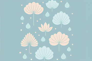 beautiful lotus flower art on light blue background With Generative AI