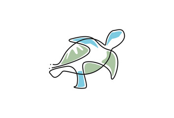 Line art Turtle Logo Stock Vector