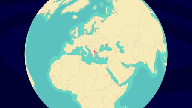 Zooming To Volos Location On Stylish World Globe