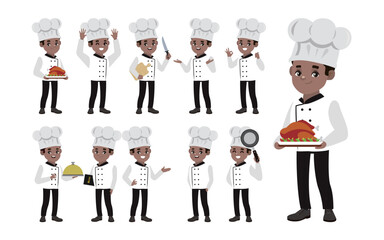 Set of chef with different poses