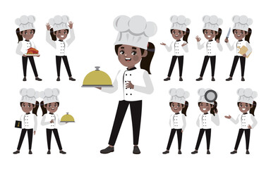Set of chef with different poses