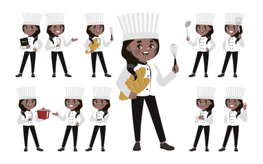 Set of chef with different poses
