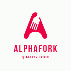 Abstract Fork culinary initial letter A typography custom logo design vector illustration