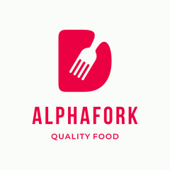 Abstract Fork culinary initial letter D typography custom logo design restaurant vector illustration