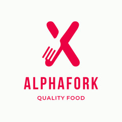 Abstract Fork culinary initial letter X typography custom logo design restaurant vector  illustration