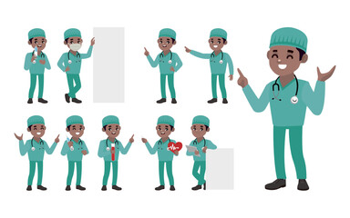 Set of doctor with different poses