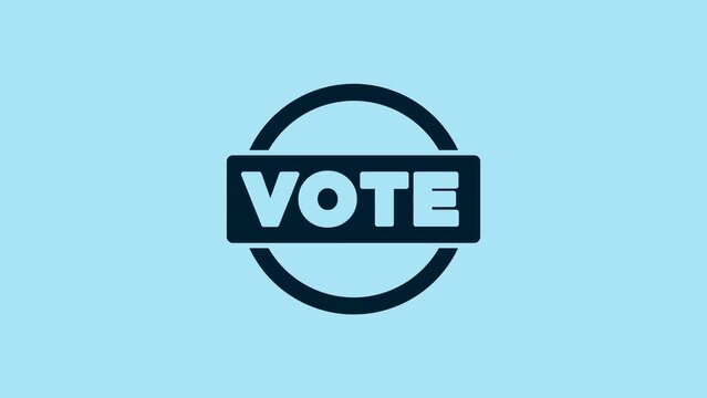 Blue Vote icon isolated on blue background. 4K Video motion graphic animation