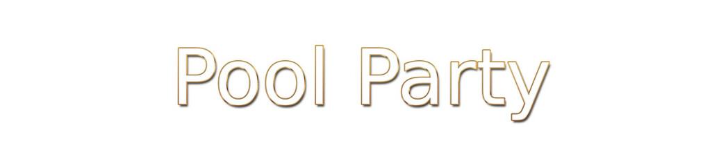 pool party golden typography banner on transparent background