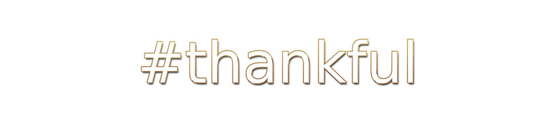thankful golden typography banner on transparent background