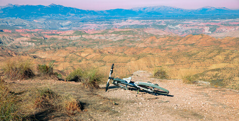 crossing desert by bike ( gorafe, Andalusia in Spain)