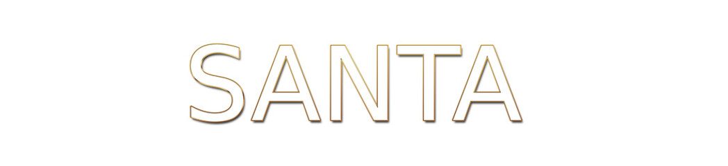 santa golden typography banner on transparent background