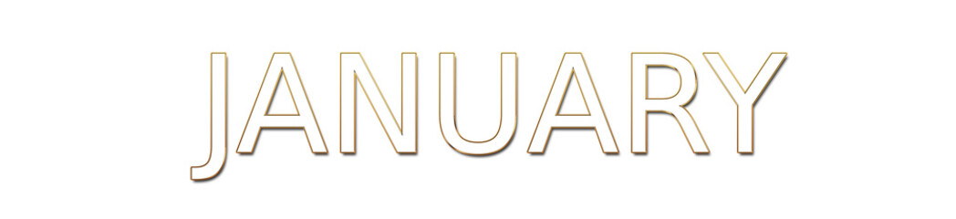 january golden typography banner on transparent background