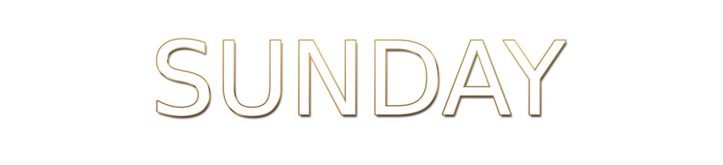 sunday golden typography banner on transparent background