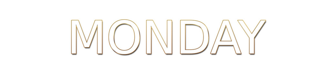 monday golden typography banner on transparent background