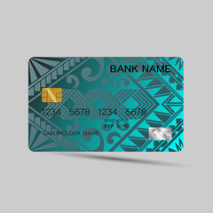 Credit card template, Luxurious. Editable vector design. On gray background. Glossy plastic style.  illustration EPS10