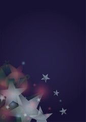 Obraz premium Vector Magical Glowing Background with Silver and Purple Falling Stars on Black. Sparkle Star Night Design. Glittery Confetti Frame. Cosmic Bokeh Light. Christmas and New Year Poster. Baby Fairy Print
