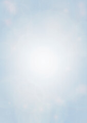 Vector Summer Sun Shine Background with Bokeh Blurred Glowing Gold Circles on Blue Sky.  Blured Sunlight Background. Magic Summertime Print. Calm Defocused Light Design for Posters, Covers, Cards.