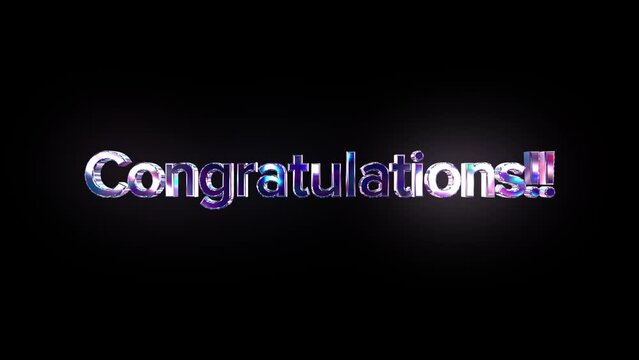 手前から現れる鏡面に花火を映したCongratulationsの3D字体