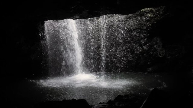 View of the waterfall in Natural Bridge, Springbrook National Park, Gold Coast Hinterland, Australia