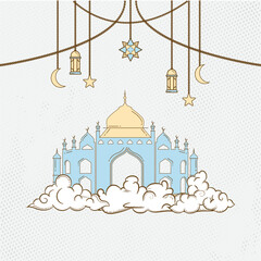 simple mosque vector design in natural colors