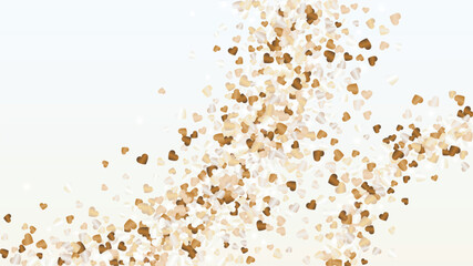 Realistic Background with Confetti of Hearts Glitter Particles. St. Valentine Day. Celebration pattern. Light Spots. Explosion of Confetti. Glitter Vector Illustration. Design for Banner.
