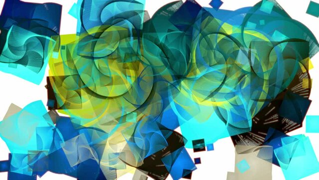 Abstract digital animation of rotating squares. Artificial intelligence concept of computer generated geometric shapes