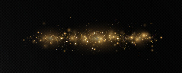 Gold particles. Light effect. Gold dust. background decoration.