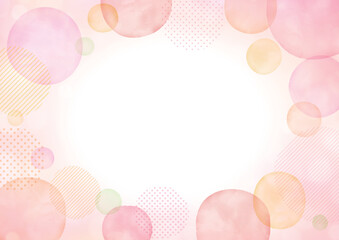 手描き 春色　抽象的なドットのフレームデザイン