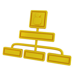 3d illustration golden of hierarchy chart