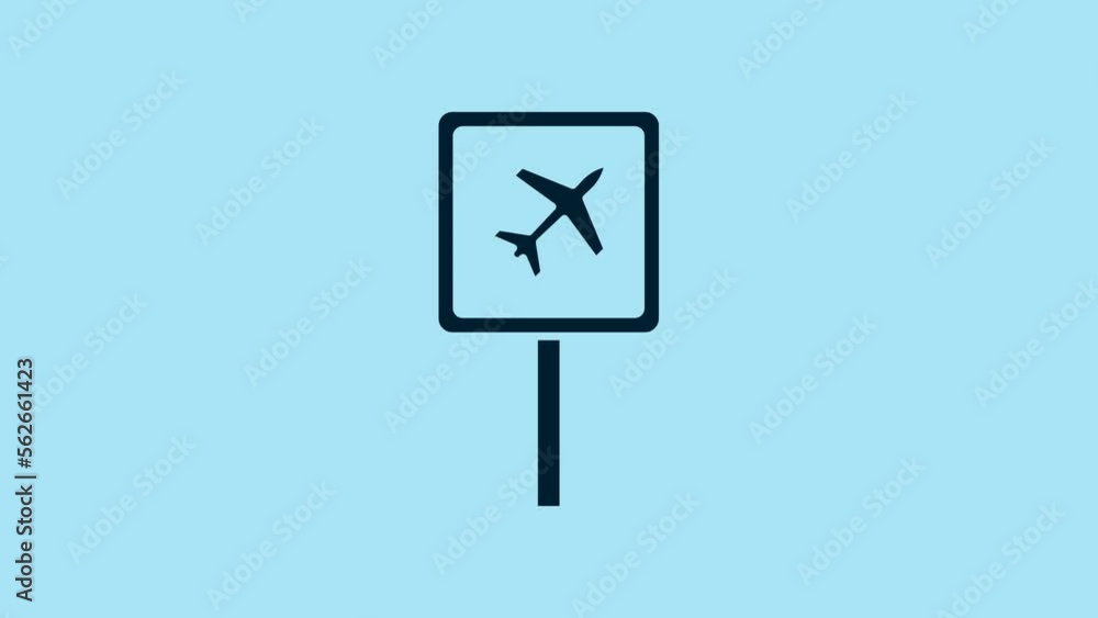 Canvas Prints blue airport icon isolated on blue background. 4k video motion graphic animation