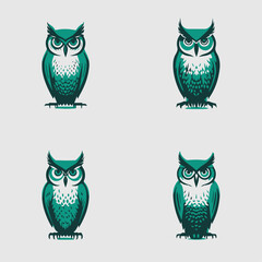4 variants of the owl logo. Logo vector illustration